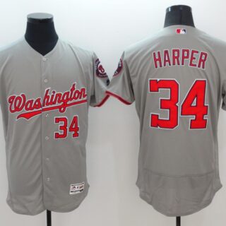 Nationals 34 Bryce Harper Gray Flexbase Jersey