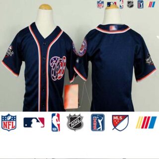 Nationals Blank Blue Cool Base 2019 World Series Bound Stitched Youth Baseball Jersey