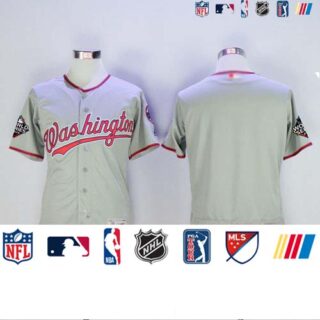 Nationals Blank Grey Flexbase Authentic Collection 2019 World Series Champions Stitched Baseball Jersey