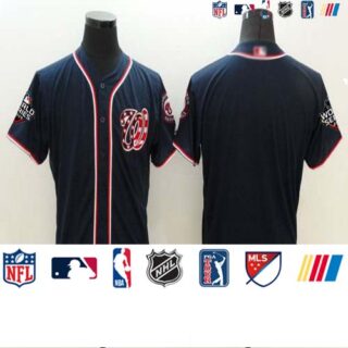 Nationals Blank Navy Blue Flexbase Authentic Collection 2019 World Series Champions Stitched Baseball Jersey