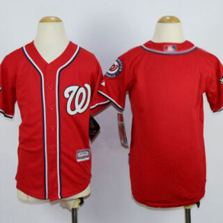 Nationals Blank Red Cool Base 2019 World Series Champions Stitched Youth Baseball Jersey