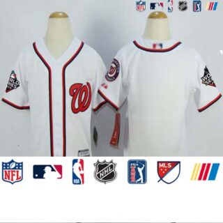 Nationals Blank White Cool Base 2019 World Series Champions Stitched Youth Baseball Jersey
