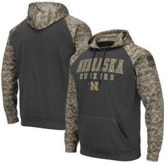 Nebraska Cornhuskers Gray Camo Men's Pullover Hoodie