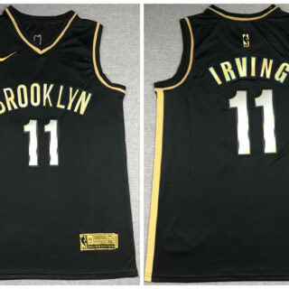 Nets 11 Kyrie Irving Black Gold 2021 Nike Swingman Jersey