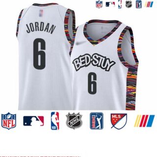 Nets #6 DeAndre Jordan White Basketball Swingman City Edition 2019 20 Jersey