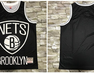 Nets Big Face Black Hardwood Classics Swingman Jersey