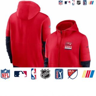 New England Patriots Nike Sideline Impact Lockup Performance Full-Zip Hoodie Red