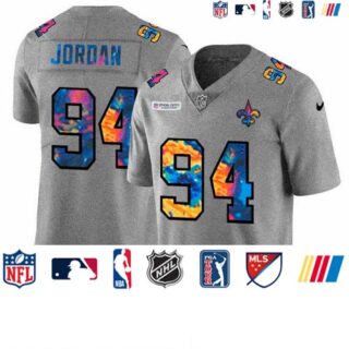 New Orleans Saints #94 Cameron Jordan Men's Nike Multi-Color 2020 NFL Crucial Catch NFL Jersey Greyheather