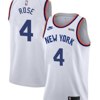 New Yok Knicks #4 Derrick Rose 2021 2022 White City Edition Stitched Jersey