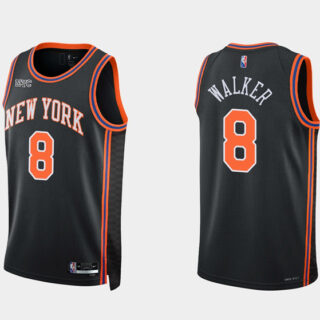 New Yok Knicks #8 Kemba Walker Black 75th Anniversary Stitched Swingman Basketball Jersey