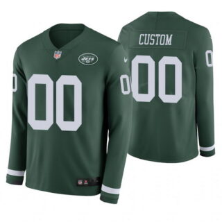 New York Jets Custom Green Therma Long Sleeve Jersey