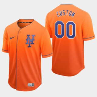 New York Mets Custom Orange Fade Authentic Jersey