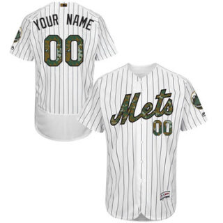 New York Mets White Memorial Day Men's Flexbase Customized Jersey