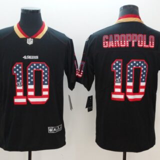 Nike 49ers 10 Jimmy Garoppolo Black USA Flag Fashion Color Rush Limited Jersey