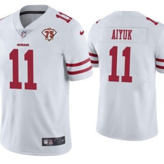 Nike 49ers 11 Brandon Aiyuk White 75th Anniversary Vapor Untouchable Limited Jersey