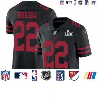 Nike 49ers #22 Matt Breida Black Super Bowl LIV 2020 Alternate Men's Stitched NFL Vapor Untouchable Limited Jersey