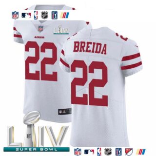 Nike 49ers #22 Matt Breida White Super Bowl LIV 2020 Men's Stitched NFL Vapor Untouchable Elite Jersey
