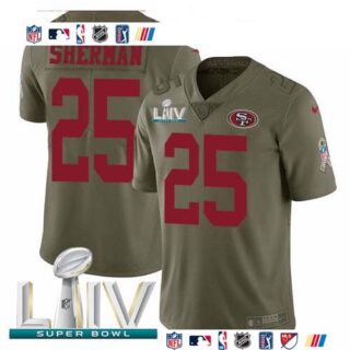 Nike 49ers #25 Richard Sherman Olive Super Bowl LIV 2020 Men's Stitched NFL Limited 2017 Salute To Service Jersey