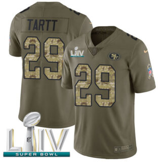 Nike 49ers #29 Jaquiski Tartt Olive Camo Super Bowl LIV 2020 Men's Stitched NFL Limited 2017 Salute To Service Jersey