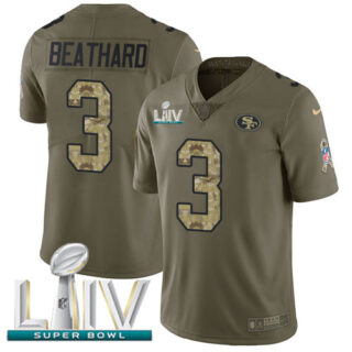 Nike 49ers #3 C.J. Beathard Olive Camo Super Bowl LIV 2020 Men's Stitched NFL Limited 2017 Salute To Service Jersey