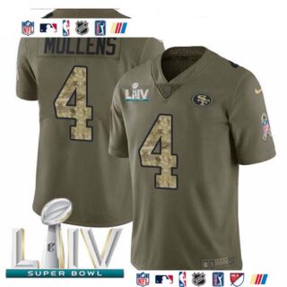 Nike 49ers #4 Nick Mullens Olive Camo Super Bowl LIV 2020 Men's Stitched NFL Limited 2017 Salute To Service Jersey