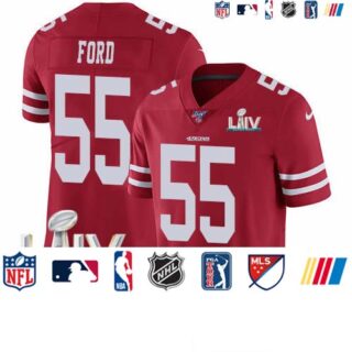 Nike 49ers #55 Dee Ford Red Super Bowl LIV 2020 Team Color Men's Stitched NFL 100th Season Vapor Limited Jersey