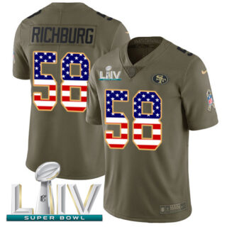 Nike 49ers #58 Weston Richburg Olive USA Flag Super Bowl LIV 2020 Men's Stitched NFL Limited 2017 Salute To Service Jersey