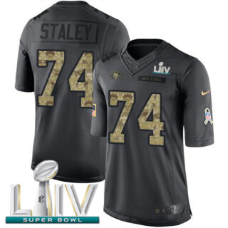 Nike 49ers #74 Joe Staley Black Super Bowl LIV 2020 Men's Stitched NFL Limited 2016 Salute to Service Jersey