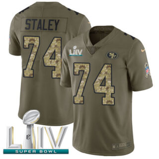 Nike 49ers #74 Joe Staley Olive Camo Super Bowl LIV 2020 Men's Stitched NFL Limited 2017 Salute To Service Jersey