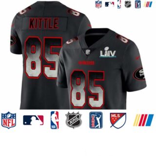 Nike 49ers #85 George Kittle Black Super Bowl LIV 2020 Men's Stitched NFL Vapor Untouchable Limited Smoke Fashion Jersey