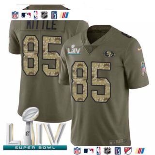 Nike 49ers #85 George Kittle Olive Camo Super Bowl LIV 2020 Men's Stitched NFL Limited 2017 Salute To Service Jersey