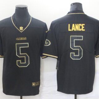 Nike 49ers 5 Trey Lance Black Gold Vapor Untouchable Limited Jersey