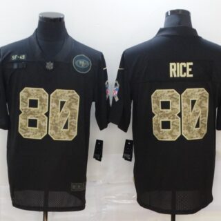 Nike 49ers 80 Jerry Rice Black Came 2020 Salute To Service Limited Jersey
