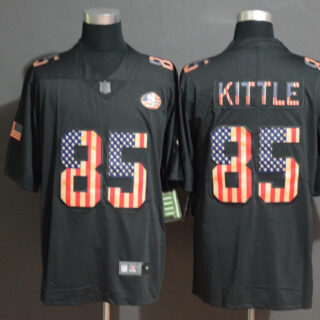 Nike 49ers 85 George Kittle 2019 Black Salute To Service USA Flag Fashion Limited Jersey
