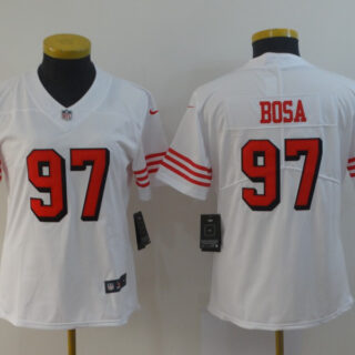 Nike 49ers 97 Nick Bosa White Women 2019 NFL Draft First Round Pick Color Rush Vapor Untouchable Limited Jersey