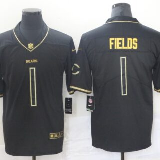 Nike Bears 1 Justin Field Black Gold Vapor Untouchable Limited Jersey