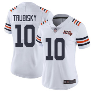 Nike Bears 10 Mitchell Trubisky White Women 2019 100th Season Alternate Classic Vapor Untouchable Limited Jersey