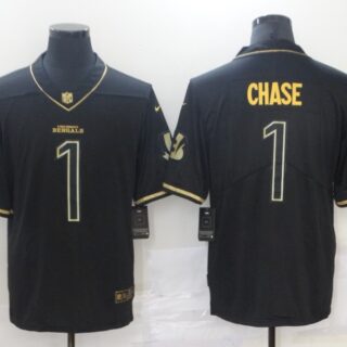 Nike Bengals 1 Ja'Marr Chase Black Gold Vapor Untouchable Limited Jersey