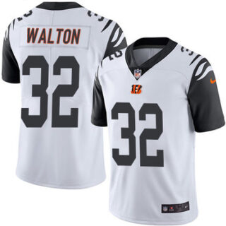 Nike Bengals #32 Mark Walton White Men's Stitched NFL Limited Rush Jersey