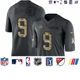 Nike Bengals #9 Joe Burrow Black Men's Stitched NFL Limited 2016 Salute to Service Jersey