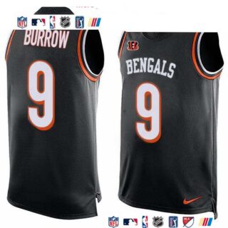 Nike Bengals #9 Joe Burrow Black Team Color Men's Stitched NFL Limited Tank Top Jersey