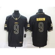 Nike Bengals 9 Joe Burrow Black Gold Jersey