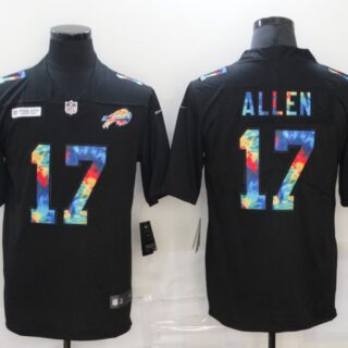 Nike Bills 17 Josh Allen Black Vapor Untouchable Rainbow Limited Jersey