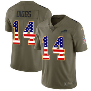 Nike Bills #14 Stefon Diggs Olive USA Flag Men's Stitched NFL Limited 2017 Salute To Service Jersey