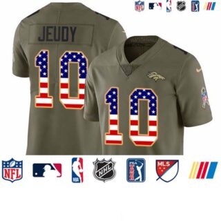 Nike Broncos #10 Jerry Jeudy Olive USA Flag Men's Stitched NFL Limited 2017 Salute To Service Jersey