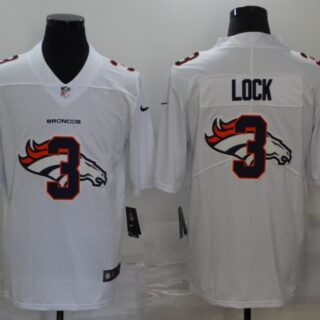 Nike Broncos 3 Drew Lock White Shadow Logo Limited Jersey