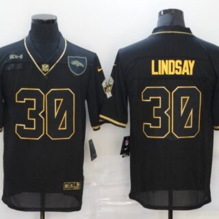 Nike Broncos 30 Phillip Lindsay Black Gold 2020 Salute To Service Limited Jersey