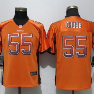 Nike Broncos 55 Bradley Chubb Orange Women Drift Fashion Jersey