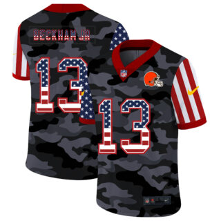 Nike Browns 13 Odell Beckham Jr. Camo 2020 USA Flag Salute To Service Limited Jersey