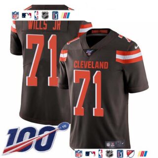 Nike Browns #71 Jedrick Wills JR Brown Team Color Men's Stitched NFL 100th Season Vapor Untouchable Limited Jersey